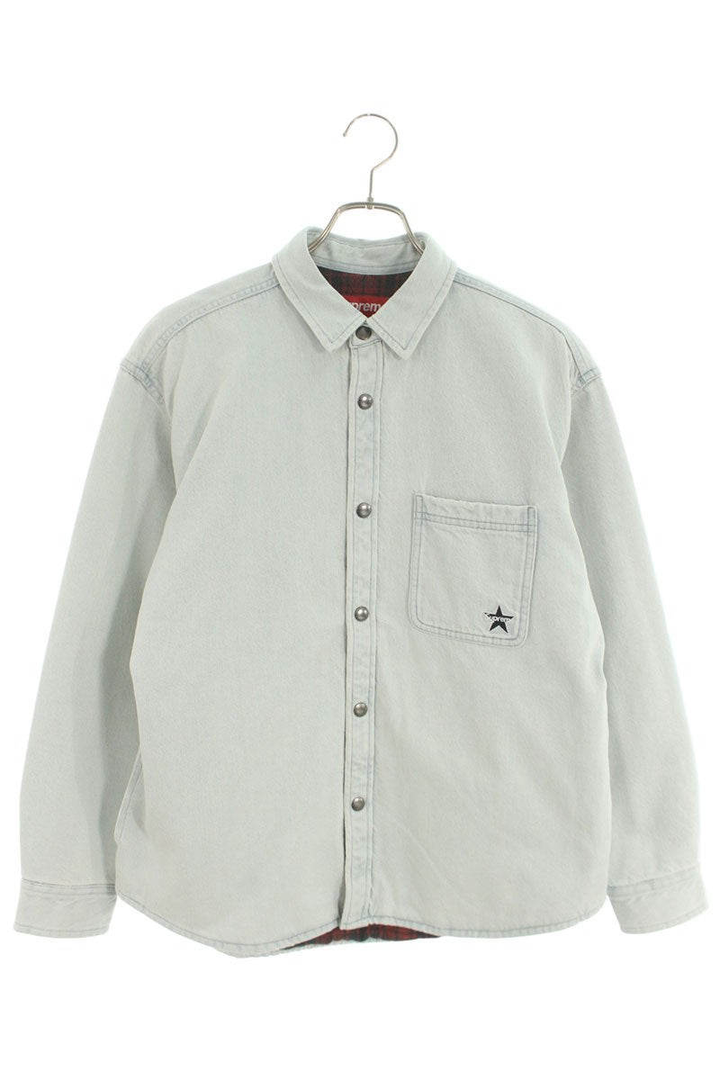 Supreme 25AW Quilted Lined Denim Snap Shirt Blue Size S
