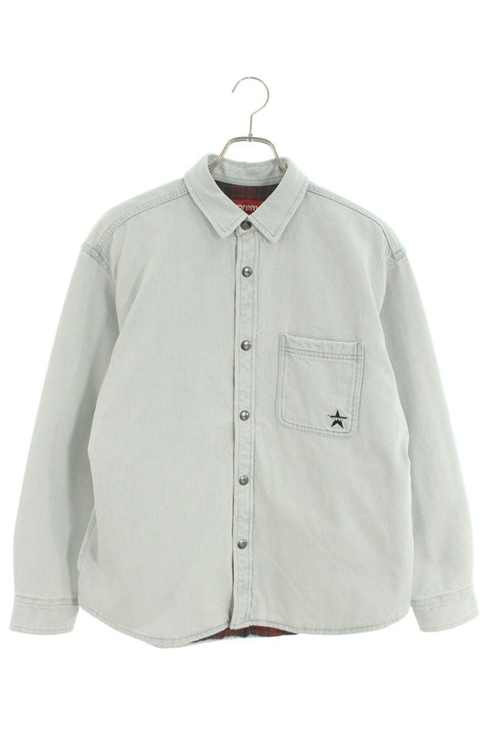 Supreme 25AW Quilted Lined Denim Snap Shirt Blue Size S