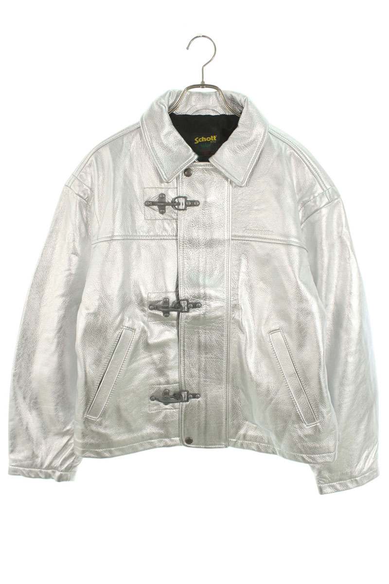 Supreme x Schott 25SS Schott Leather Clip Jacket Silver Size M
