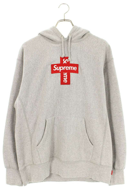 Supreme 20AW Cross Box Logo Hooded Sweatshirt Gray Size M