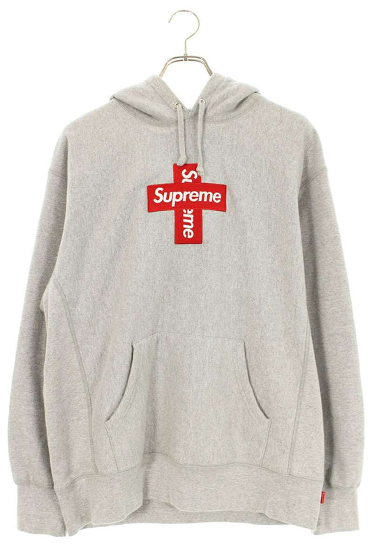 Supreme 20AW Cross Box Logo Hooded Sweatshirt Gray Size M