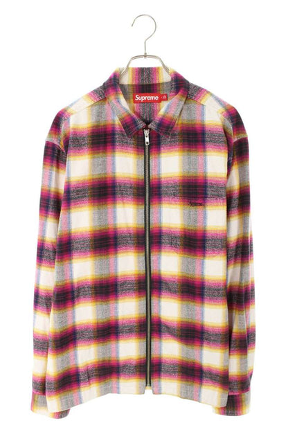 Supreme 24SS Shadow Plaid Flannel Zip Up Shirt Size L
