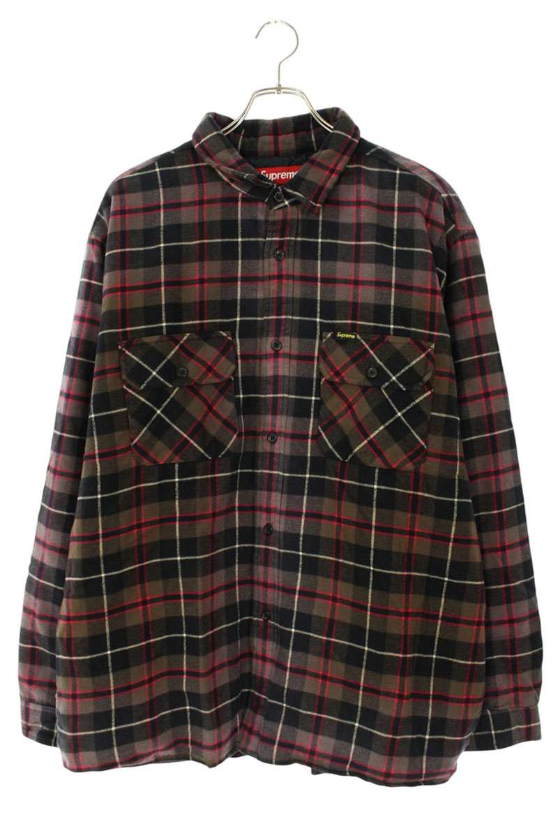 Supreme 24AW Quilted Plaid Shirt Black x Purple Size XL