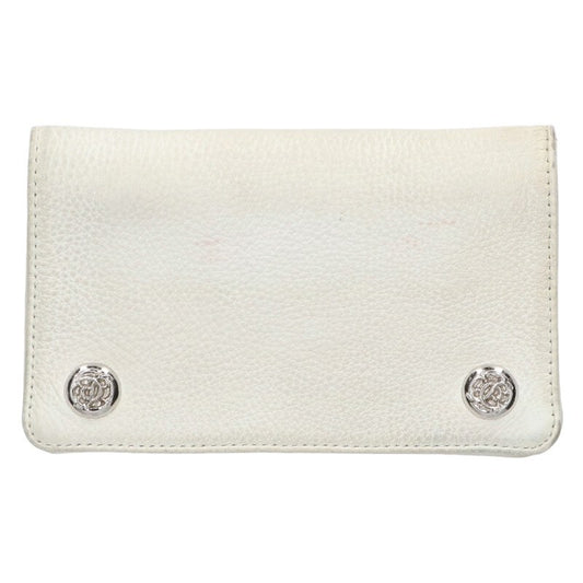 Chrome Hearts Zip-up Cross Button Leather Wallet White