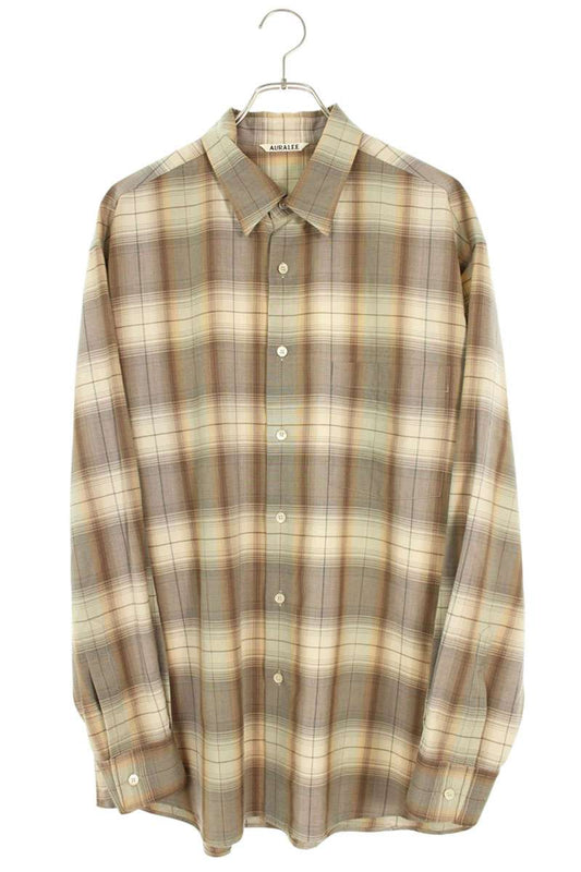 Auralee 25SS Wool Long Sleeve Shirt Beige Size XXL
