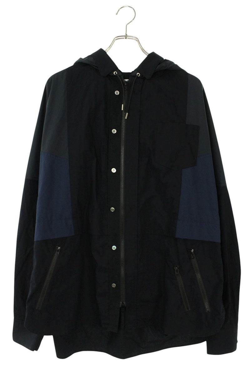 Sacai 21AW Cotton Poplin Hooded Blouson Blue Size L