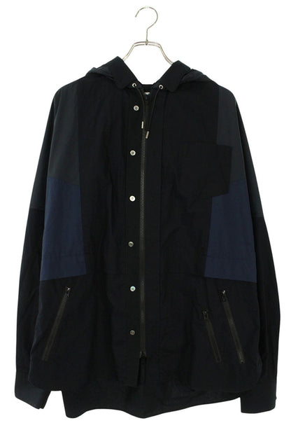 Sacai 21AW Cotton Poplin Hooded Blouson Blue Size L