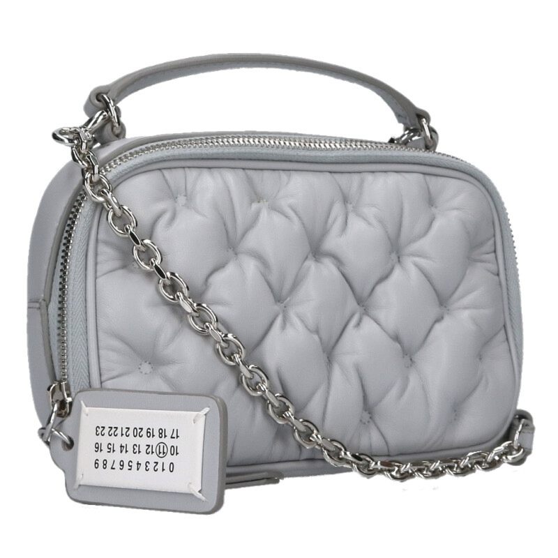 Maison Margiela Glam Slam Leather Shoulder Bag Gray Size UNI