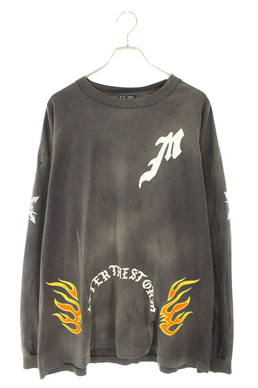 Saint Michael 24SS Vintage Print Long Sleeve T-Shirt Black Size XXL