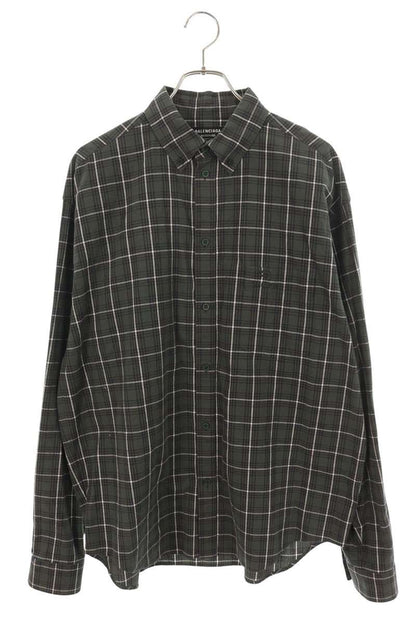 Balenciaga Logo Embroidered Long Sleeve Shirt Green Size XS