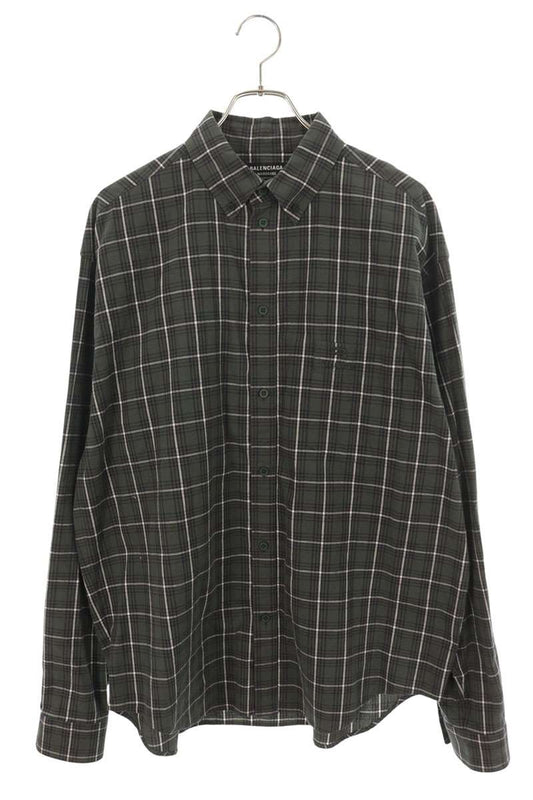 Balenciaga Logo Embroidered Long Sleeve Shirt Green Size XS