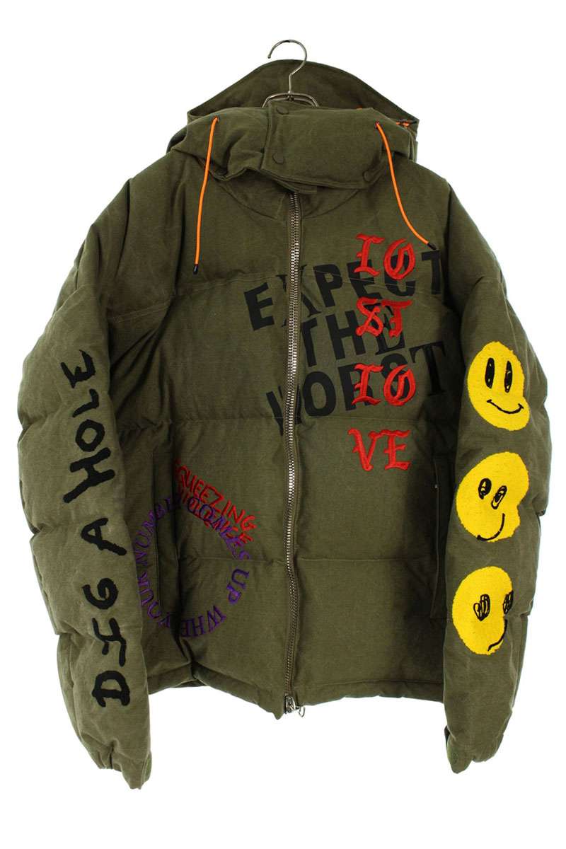 READYMADE Embroidered Patchwork Down Jacket Green x Red x Yellow Size L