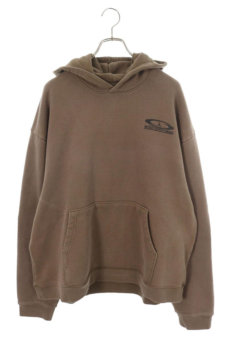 Nike Logo Print Pullover Hoodie Brown Size L
