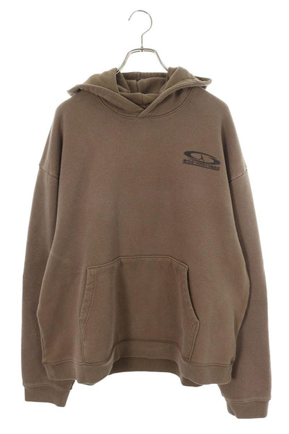 Nike Logo Print Pullover Hoodie Brown Size L