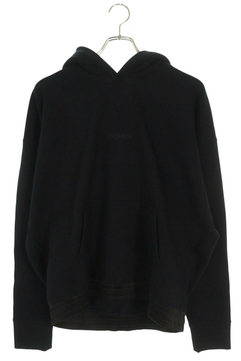 Saint Laurent Paris Logo Embroidered Hoodie Black Size L