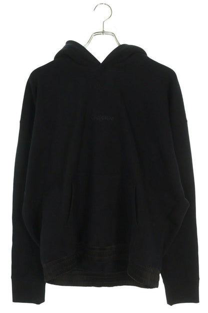 Saint Laurent Paris Logo Embroidered Hoodie Black Size L