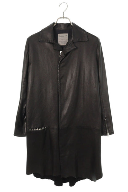 YOHJI YAMAMOTO POUR HOMME Zip Up Leather Coat Black Size 1