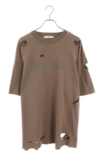 Balenciaga Logo Print T-Shirt Brown Size XS