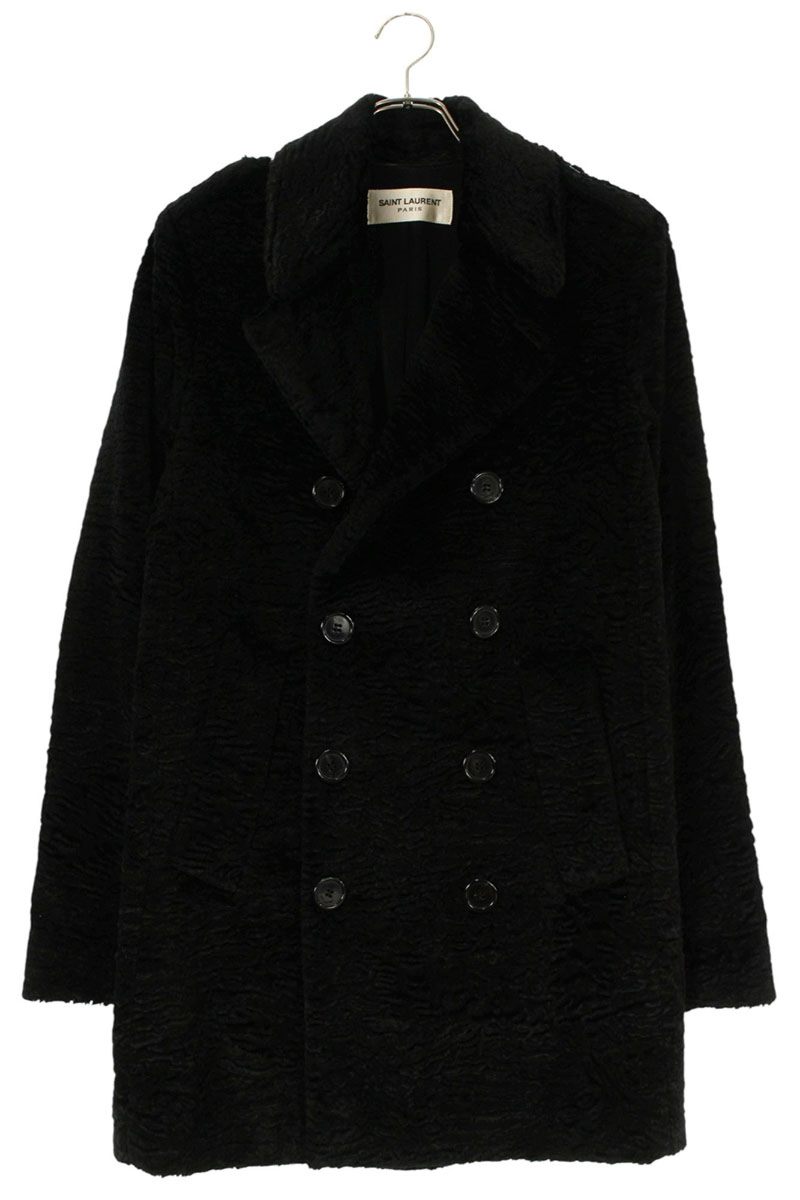 Saint Laurent Paris 16AW Fur Coat Black Size 46