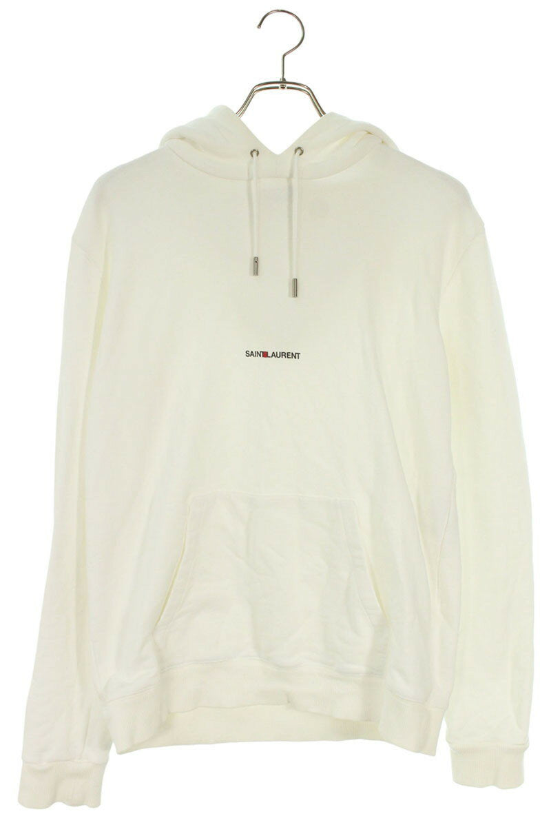 Saint Laurent Paris Logo Pullover Hoodie White Size S