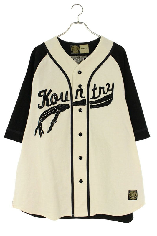 Vintage Kapital Tops - Kapital 16 Gauge Jersey Baseball Short Sleeve Shirt White Size M - Authentic Archive