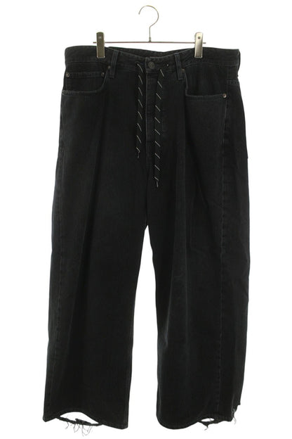 BALENCIAGA 24SS Baggy Drawstring Jeans Black Size 28