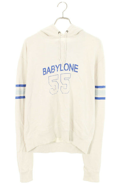 Saint Laurent Paris Logo Pullover Hoodie Gray x Blue Size M