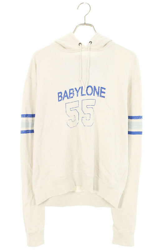 Saint Laurent Paris Logo Pullover Hoodie Gray x Blue Size M