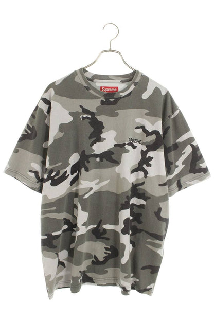 Supreme Washed S S Top Camo Logo Embroidered T-Shirt Gray x White x Black Size L
