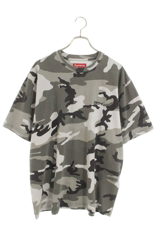 Supreme Washed S S Top Camo Logo Embroidered T-Shirt Gray x White x Black Size L