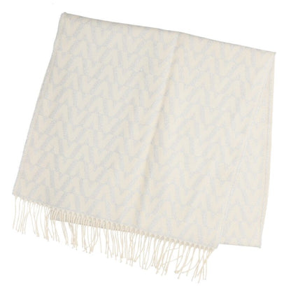 Valentino CM Logo Cashmere Scarf White