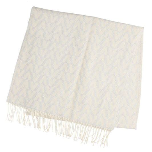 Valentino CM Logo Cashmere Scarf White