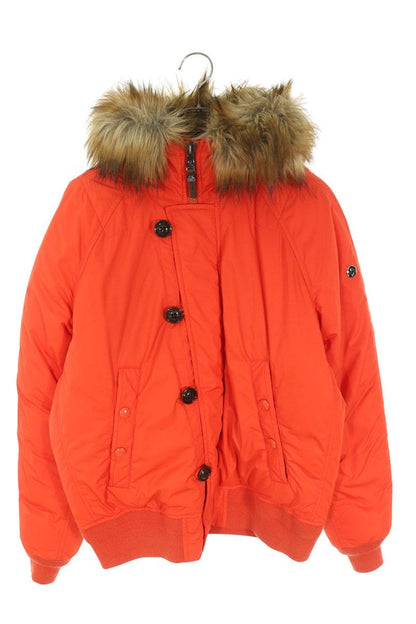 Ralph Lauren Fur Hooded Down Jacket Orange Size S