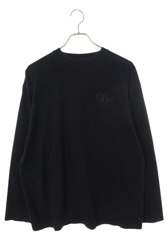 Balenciaga Logo Embroidered Long Sleeve T-Shirt Black Size 1