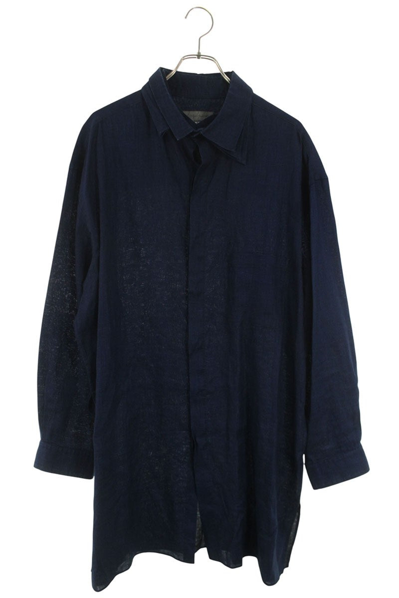 Vintage Yohji Yamamoto Tops - Yohji Yamamoto Pour Homme 23SS Ink Coated Collar Shirt Blue M - Authentic Archive