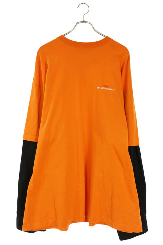 Balenciaga Logo Long Sleeve Shirt Orange Size M