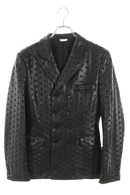 Comme des Garcons 23AW AD2022 Embroidered Leather Jacket Black Size S