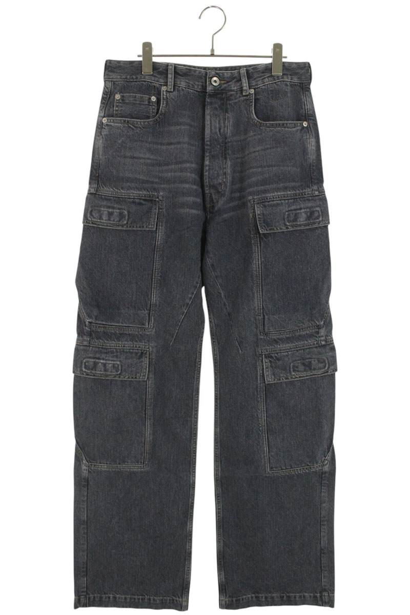 DRKSHDW DOUBLE CARGO JEANS DGY Well-Washed Denim Pants Blue Size 30