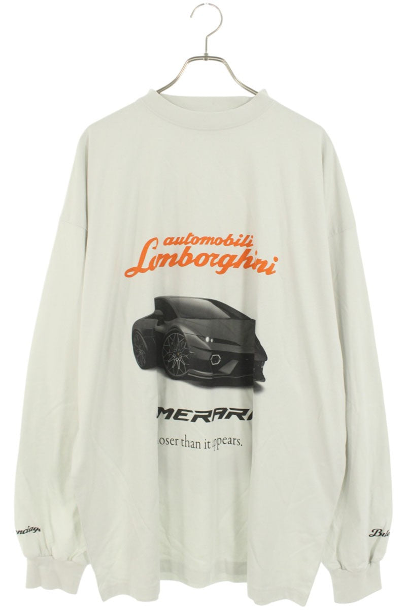 Balenciaga 25AW Logo Print Long Sleeve T-Shirt Gray Size 4