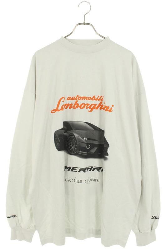 Balenciaga 25AW Logo Print Long Sleeve T-Shirt Gray Size 4