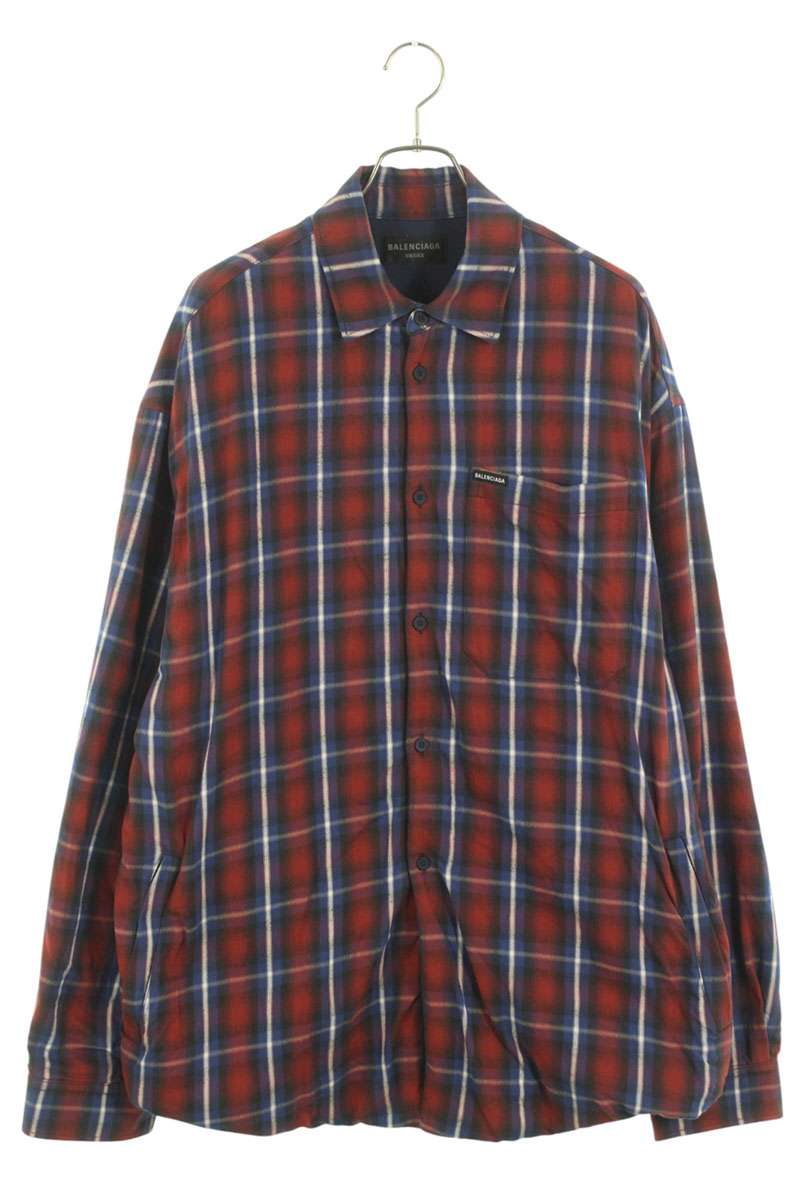 Balenciaga Oversized Long Sleeve Shirt Red x Blue Size 4