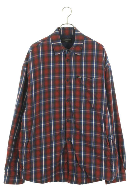 Balenciaga Oversized Long Sleeve Shirt Red x Blue Size 4