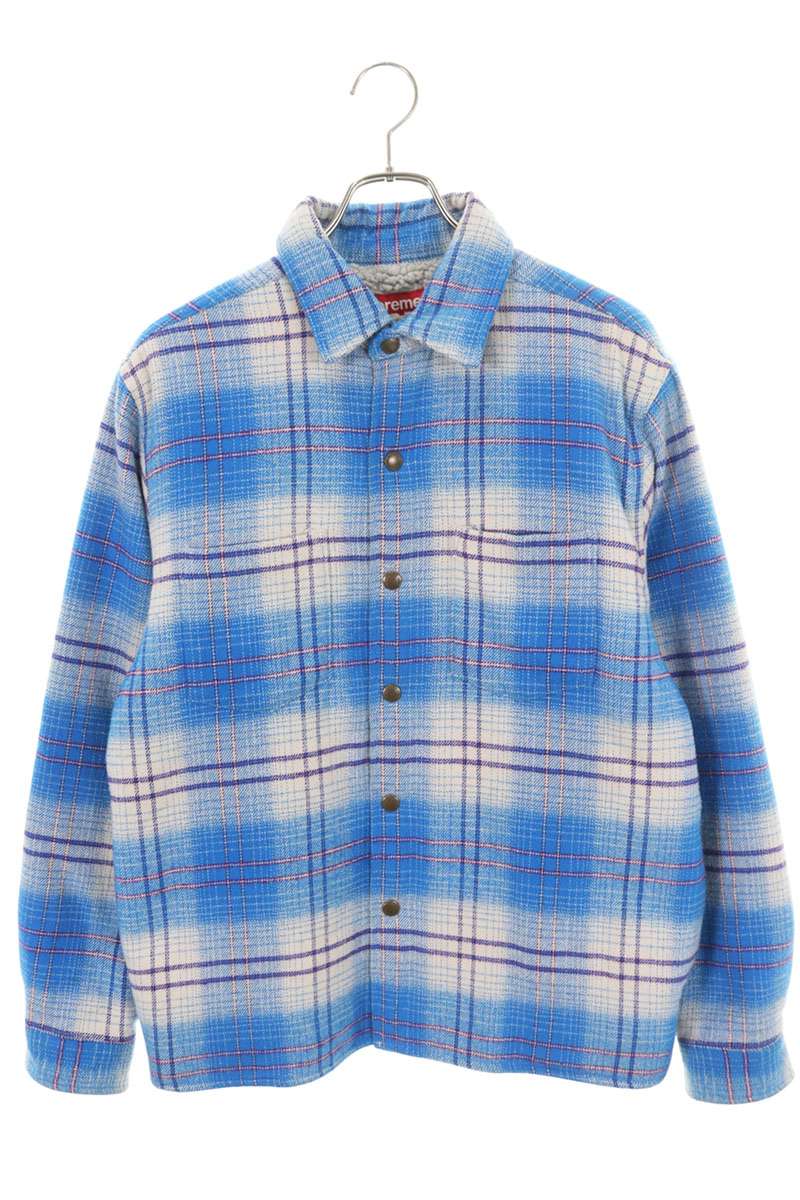 Supreme 23AW Lined Flannel Snap Shirt Back Embroidered Logo Blouson Size S