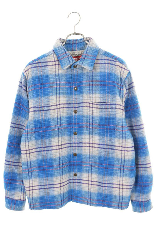 Supreme 23AW Lined Flannel Snap Shirt Back Embroidered Logo Blouson Size S