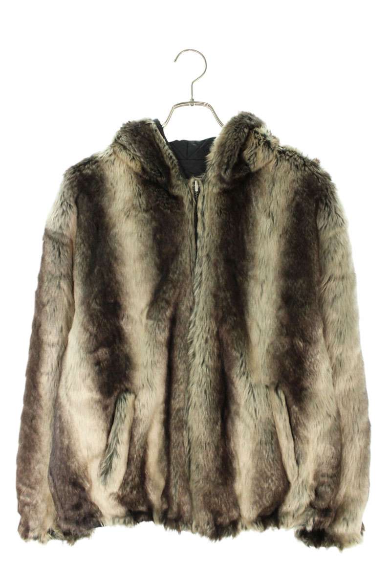 Supreme 20AW Faux Fur Reversible Hooded Jacket Gray Size M