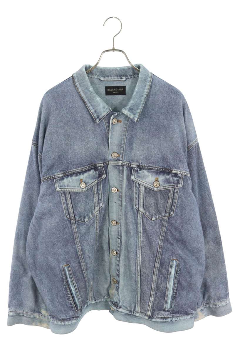 BALENCIAGA 22AW Trompe L'oeil Denim Jacket Blue Size XL