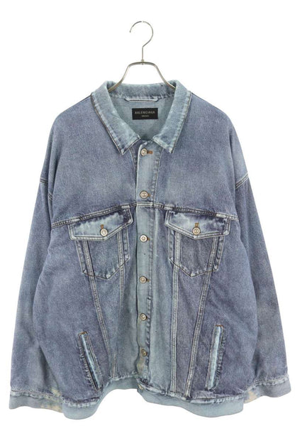 BALENCIAGA 22AW Trompe L'oeil Denim Jacket Blue Size XL