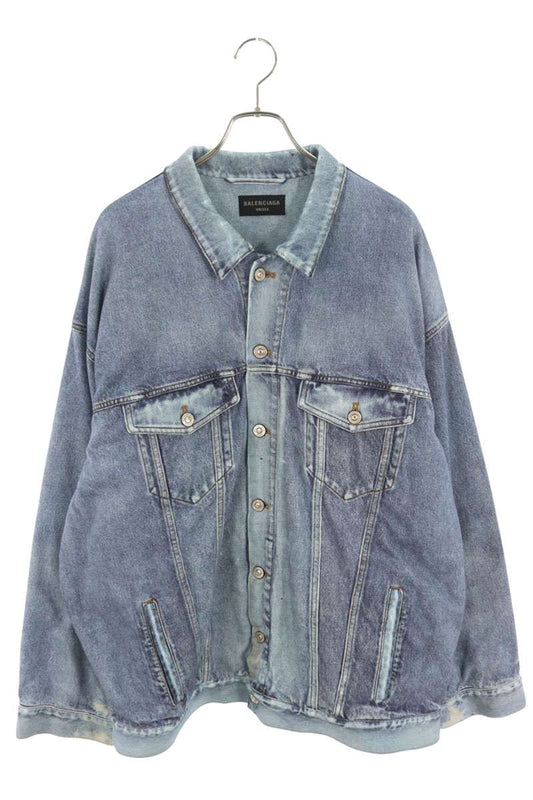 BALENCIAGA 22AW Trompe L'oeil Denim Jacket Blue Size XL