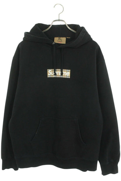 SUPREME x Burberry 22SS Burberry Box Logo Hooded Sweatshirt Black Size L