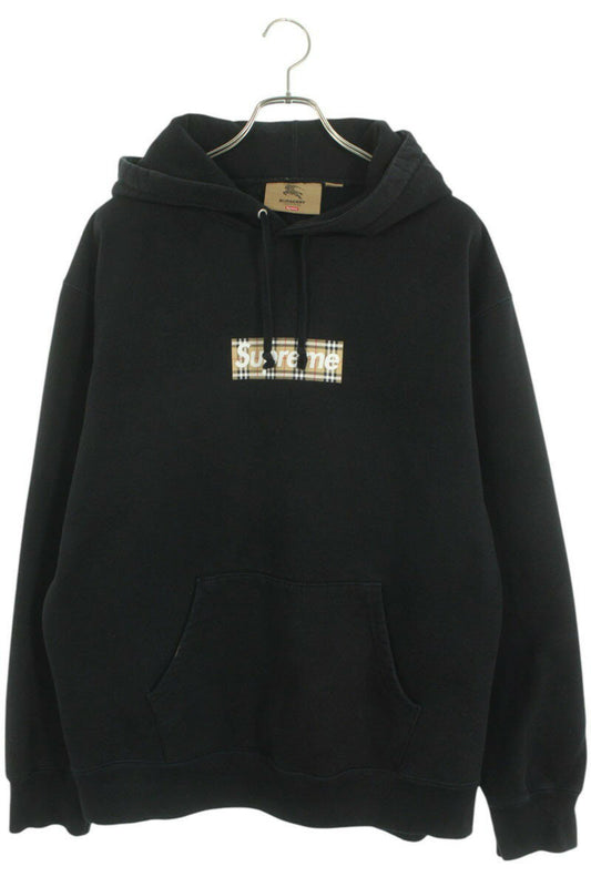 SUPREME x Burberry 22SS Burberry Box Logo Hooded Sweatshirt Black Size L
